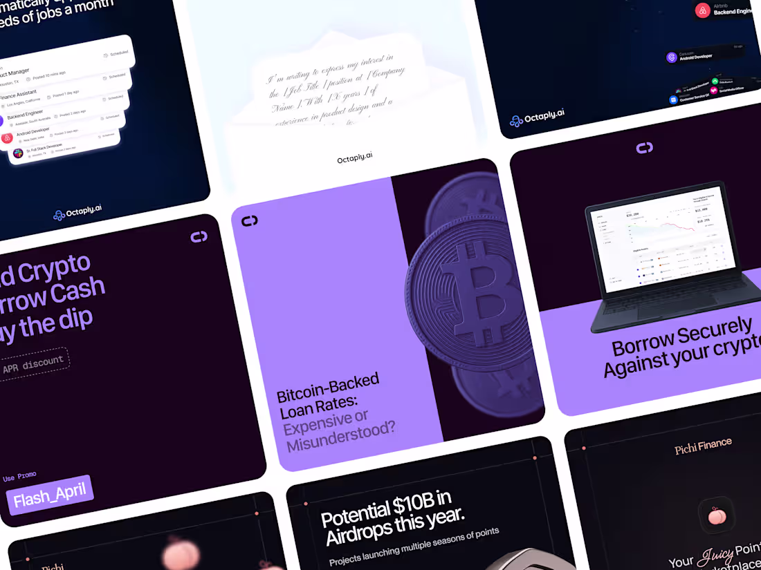 Cover image for Social media designs for different SaaS and Web3 clients :D