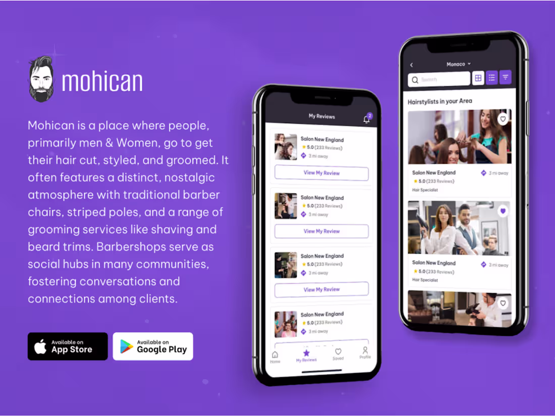 Cover image for Mohican – Barbershop & Grooming Appointment App (UI/UX Design)