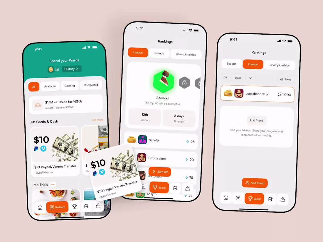 Cover image for Social League Ranking Screen for Walkwin App