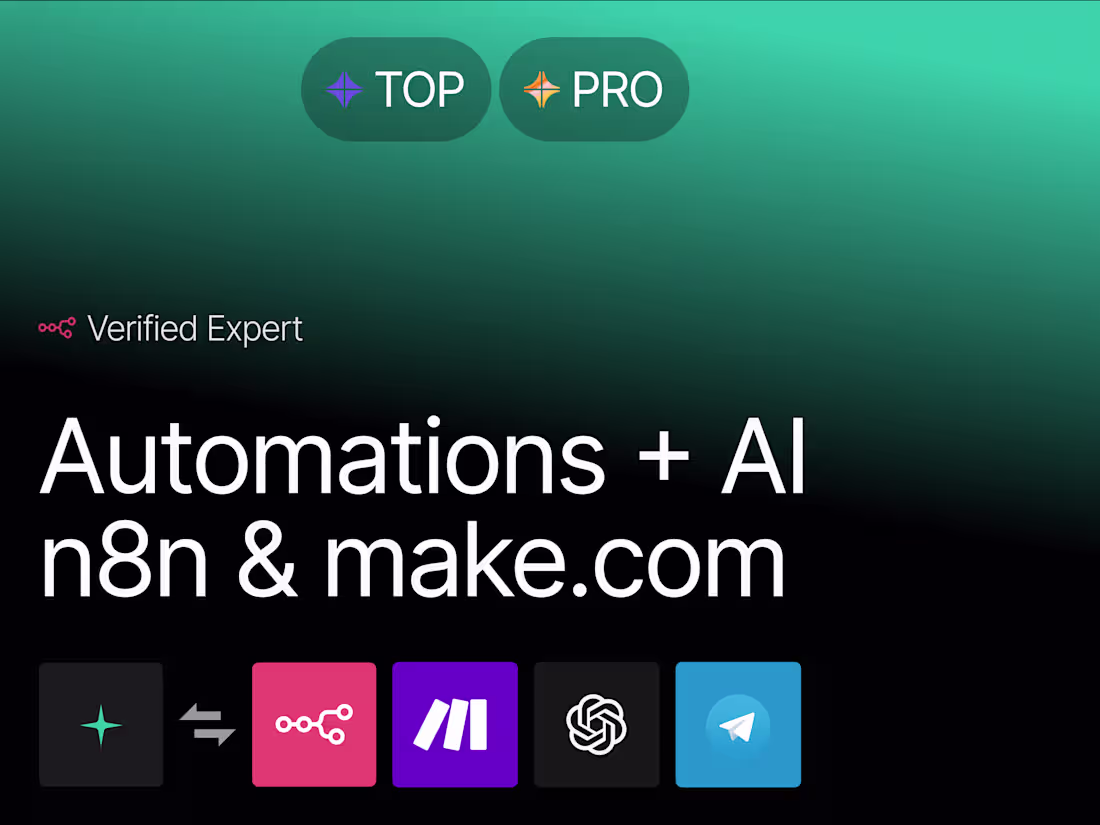 Cover image for AI Automation & Workflow builder n8n | Make | AI-Powered