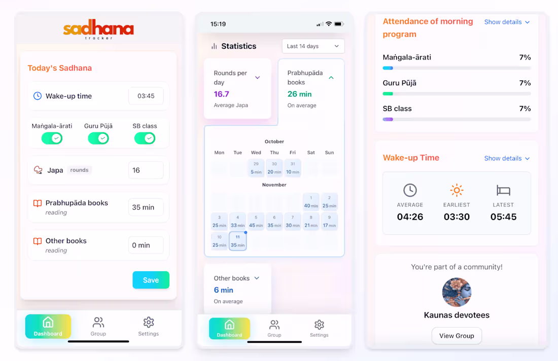 Cover image for Sadhana Tracker

Description:
A web platform designed