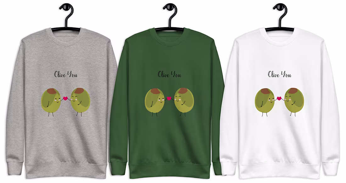 Cover image for Valentine Sweatshirts (Olive You) on Behance