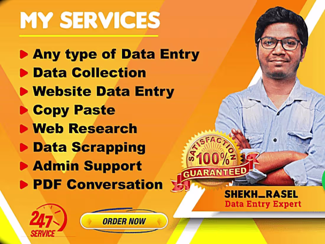 Cover image for I will work do data entry and translation.