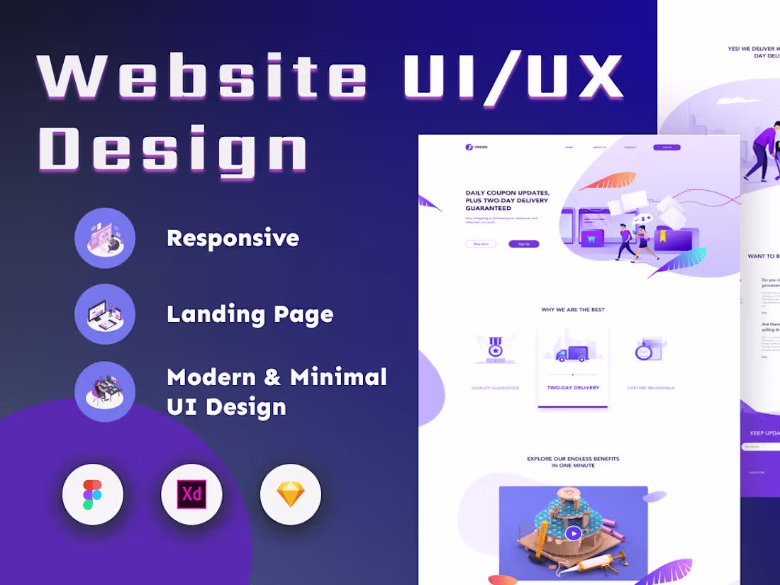 Cover image for Website UI/UX design web UI or landing page UI design expert