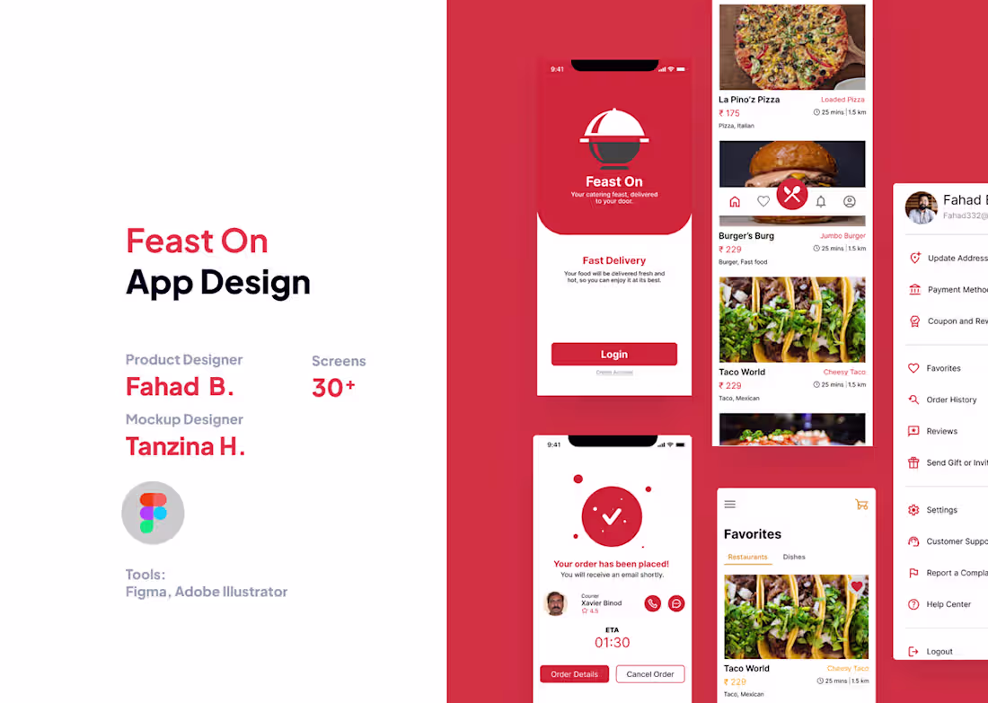 Cover image for Feast On Catering and Food Delivery App Design on Behance