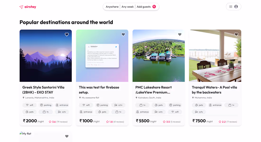 Cover image for Airstay - Popular destinations around the world