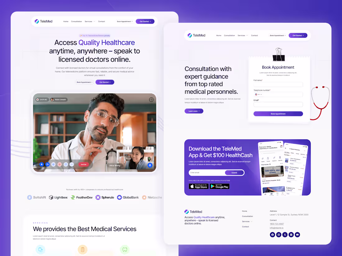 Cover image for TeleMed Website UI/UX 