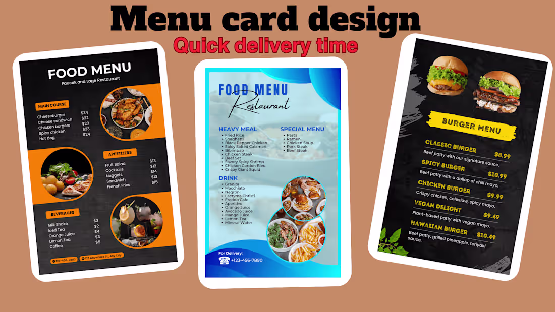 Cover image for I will design a stunning menu for your restaurant