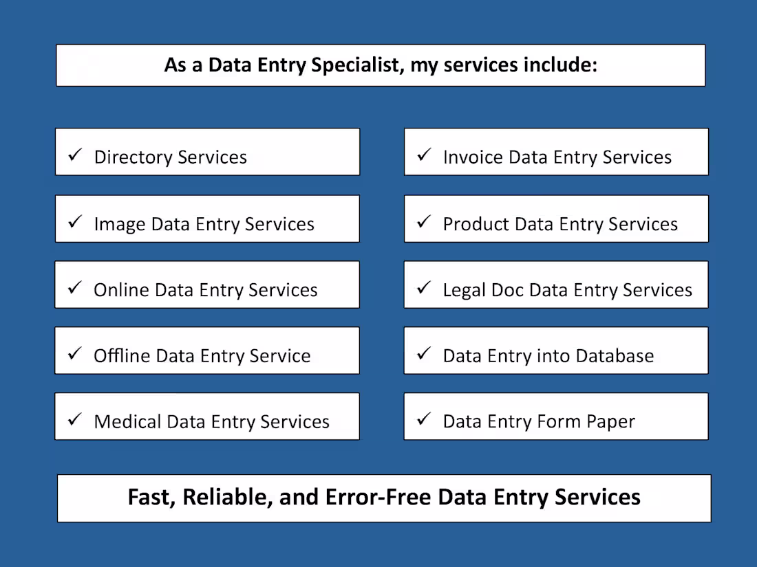 Cover image for Fast, Reliable, and Error-Free Data Entry Services.