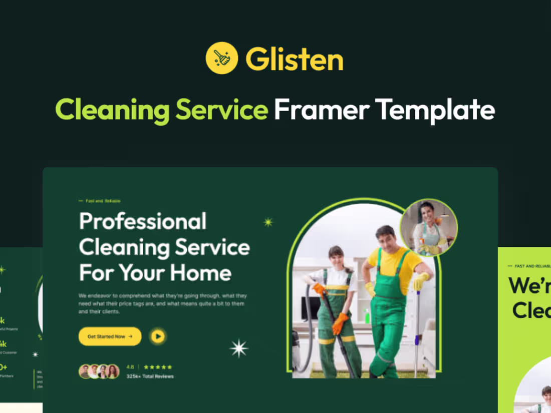 Cover image for Glisten - Cleaning Service Framer Template