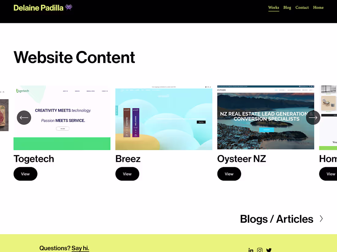 Cover image for Website Content — Delaine Padilla 👾