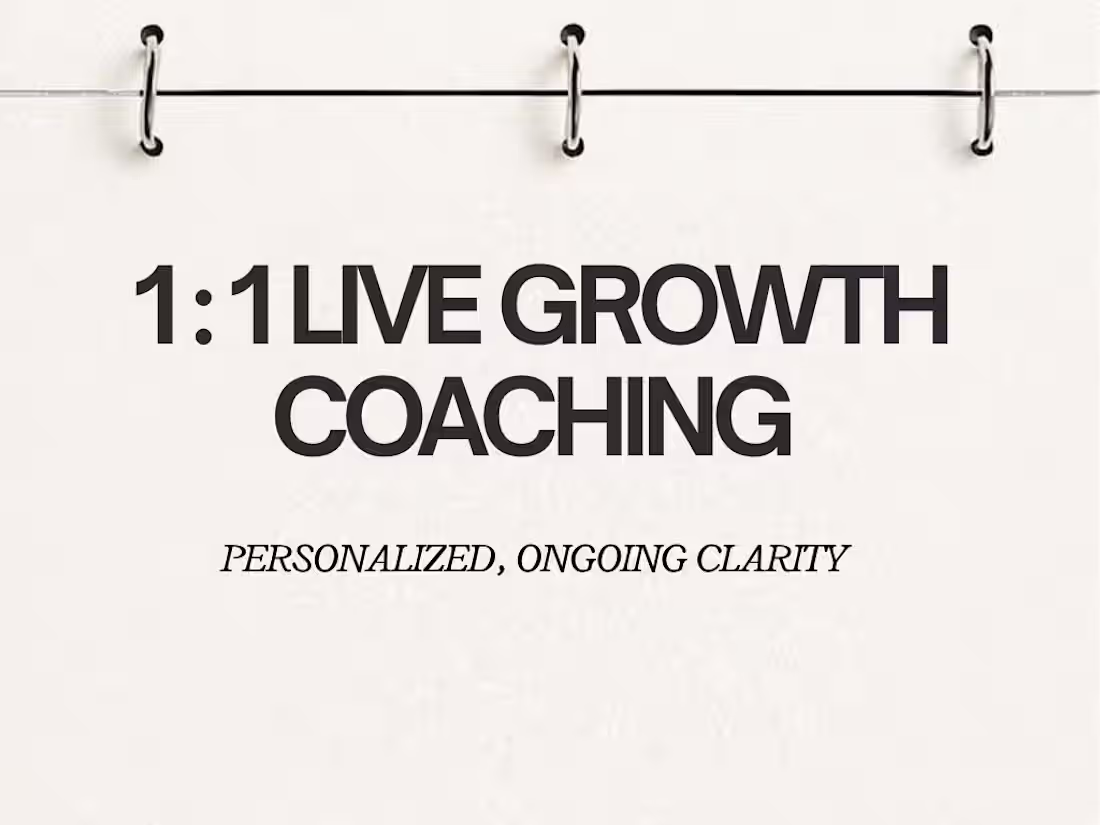 Cover image for 1:1 LIVE GROWTH COACHING 