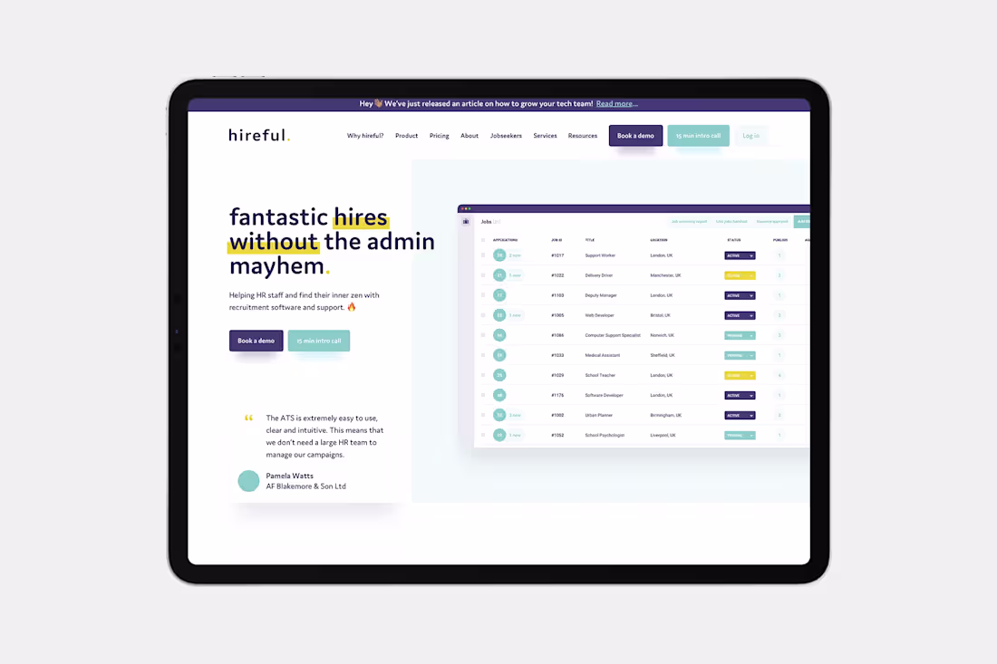 Cover image for Website Design & Development for Hireful