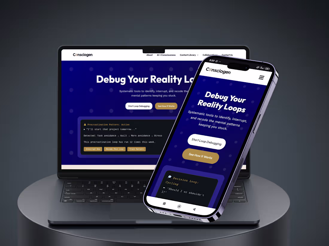 Cover image for Interactive Consciousness & Reality Loop Landing Page