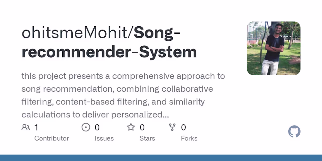 Cover image for ohitsmeMohit/Song-recommender-System