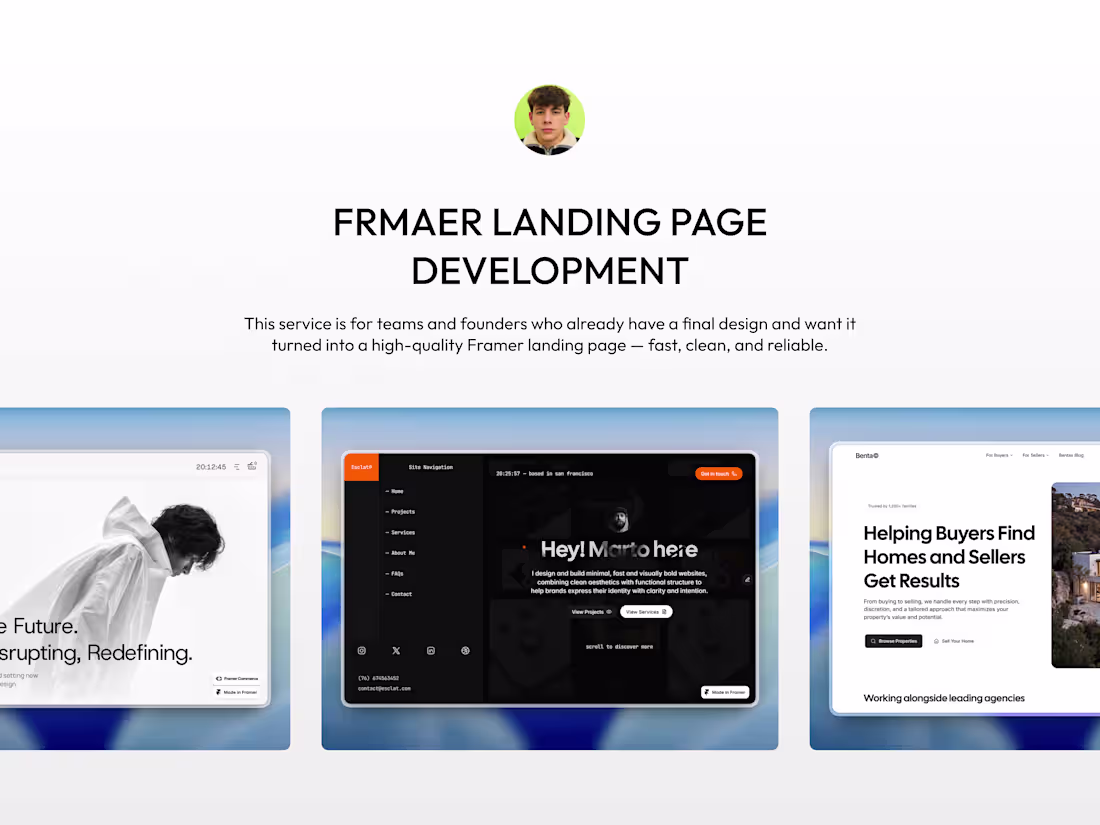 Cover image for Framer Landing Page Development