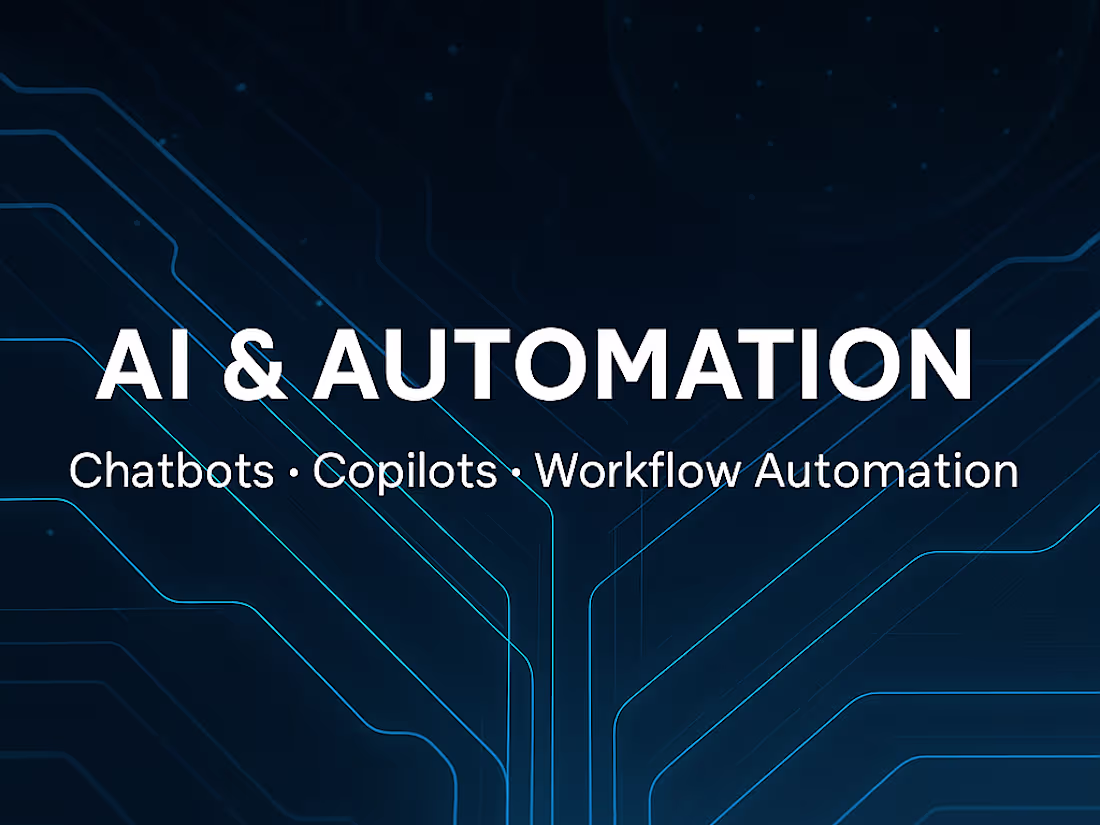 Cover image for AI & Automation | Custom Copilots, Chatbots & Workflows