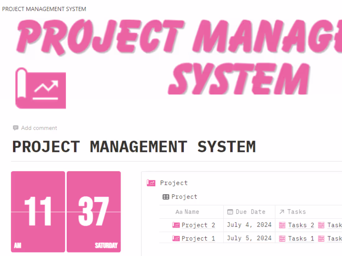 Cover image for NOTION PROJECT MANAGEMENT SYSTEM