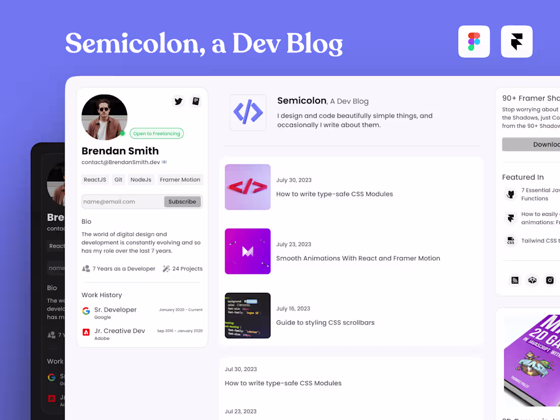 Cover image for Semicolon - Developer Minimal Blog and Portfolio.