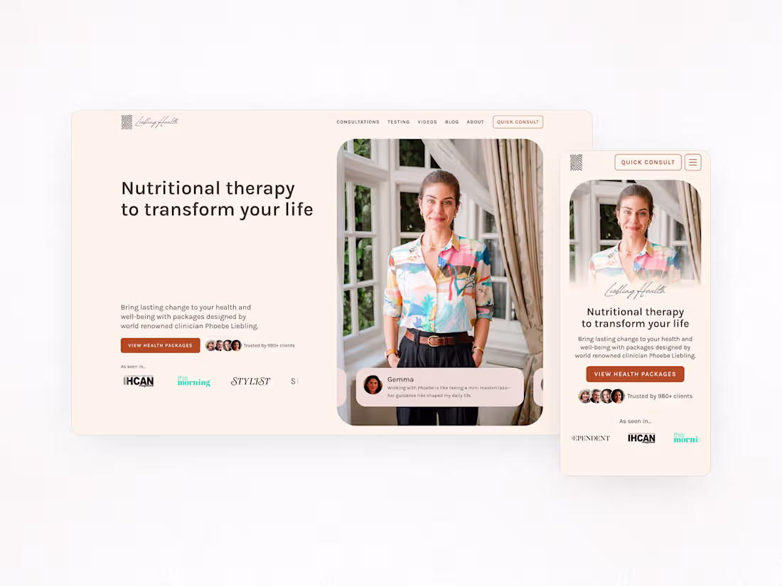 Cover image for Webflow Website for Nutritional Therapist Rebrand