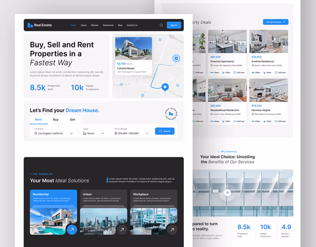 Cover image for Real Estate Website | Landing Page | Web | UIUX | Figma on Beha…