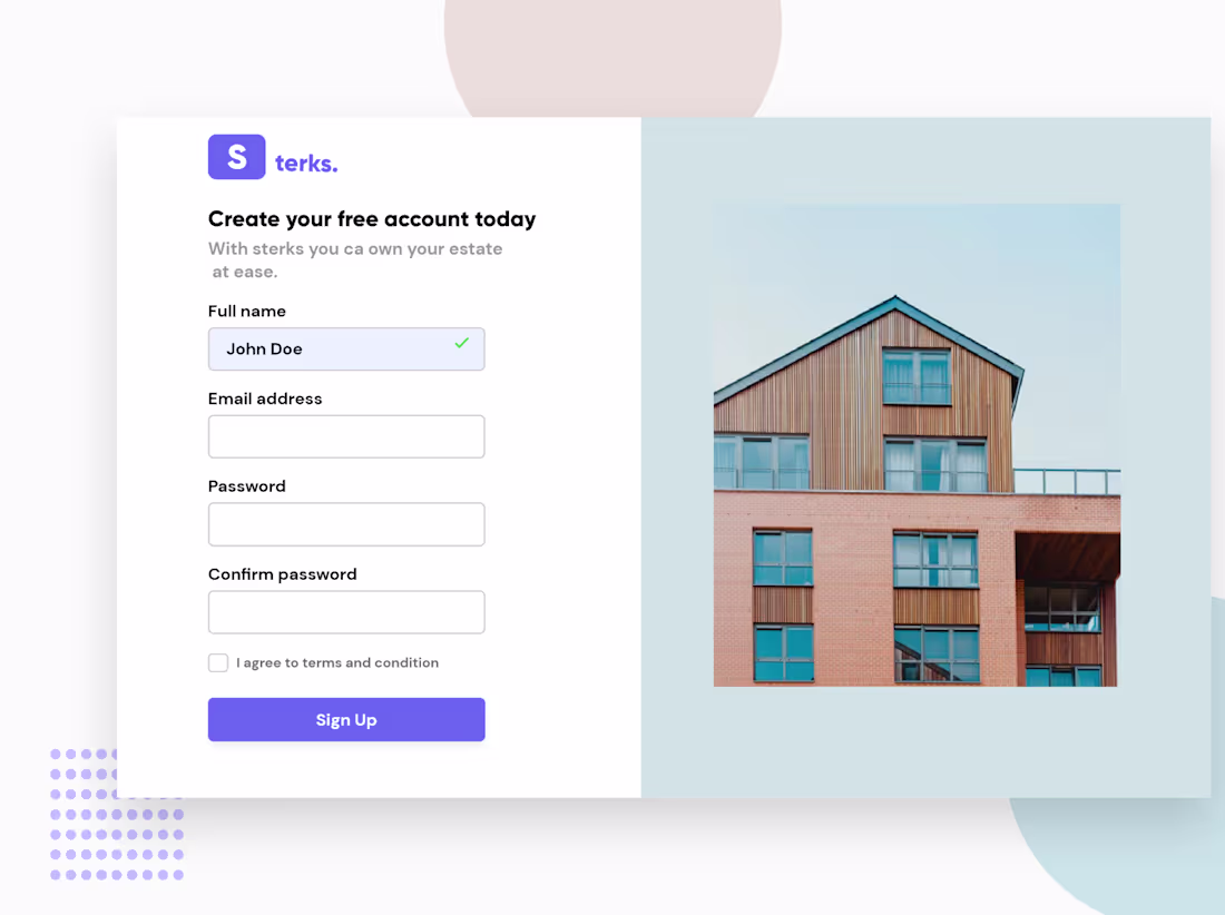 Cover image for Sign up page design web