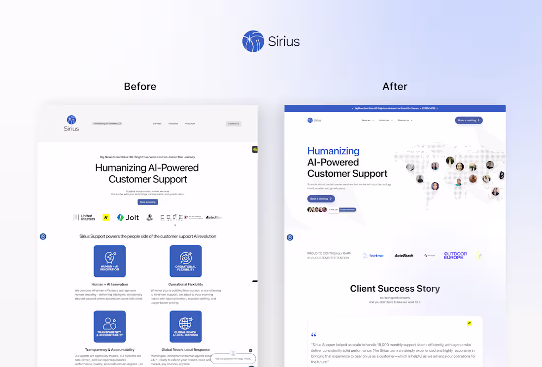 Cover image for Sirius Support Landing Page Redesign