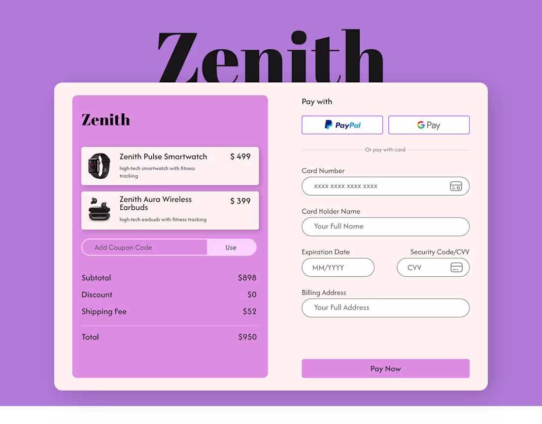 Cover image for 🌟 Zenith E-commerce Checkout Page 🌟