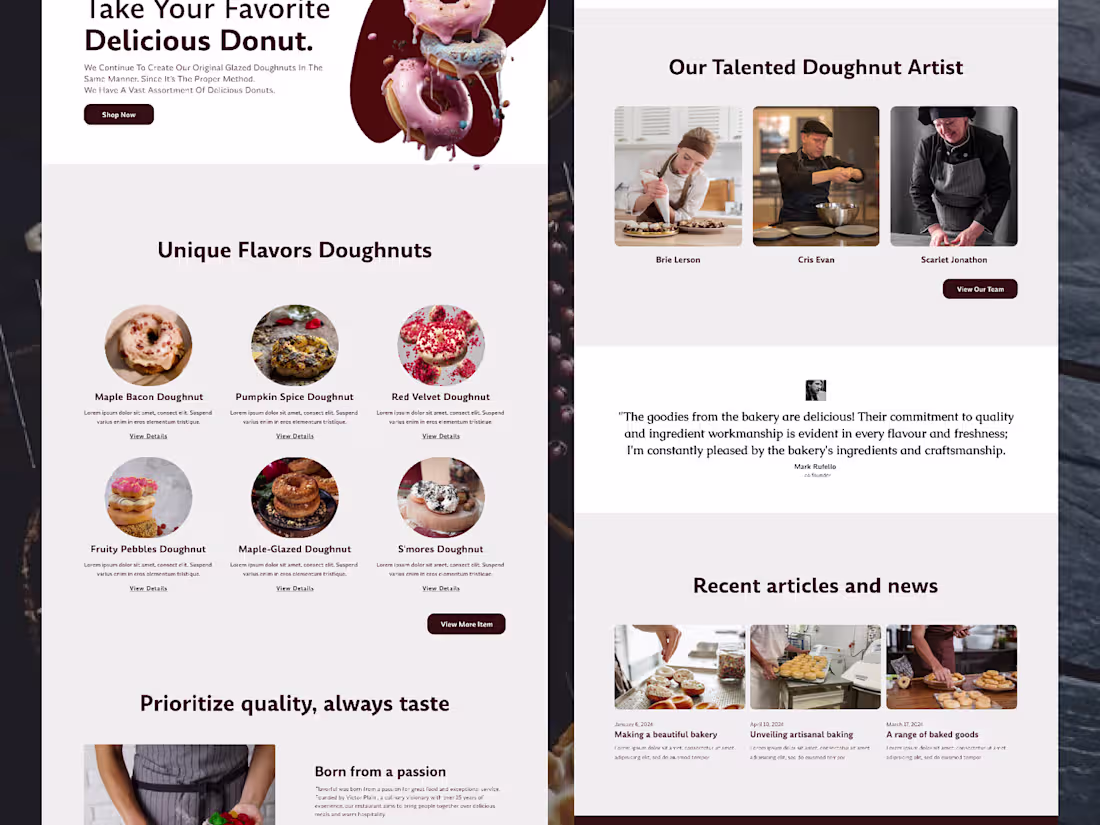 Cover image for Donut Dessert Website Design