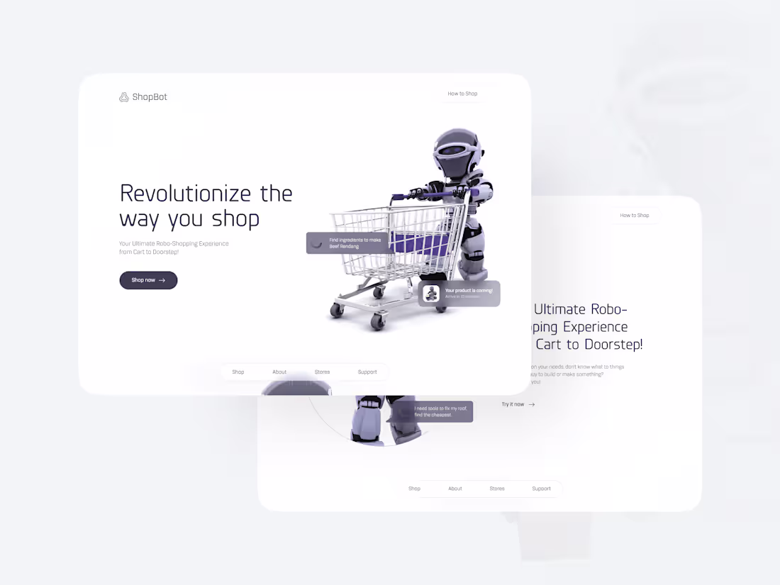 Cover image for ShopBot - Landing Page UI Design Exploration