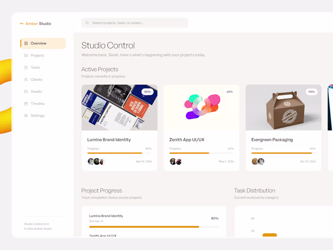 Cover image for Amber - Creative Studio Project Control Dashboard