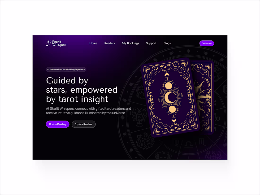 Cover image for Expert Tarot & Astrology Website Landing Page Redesign