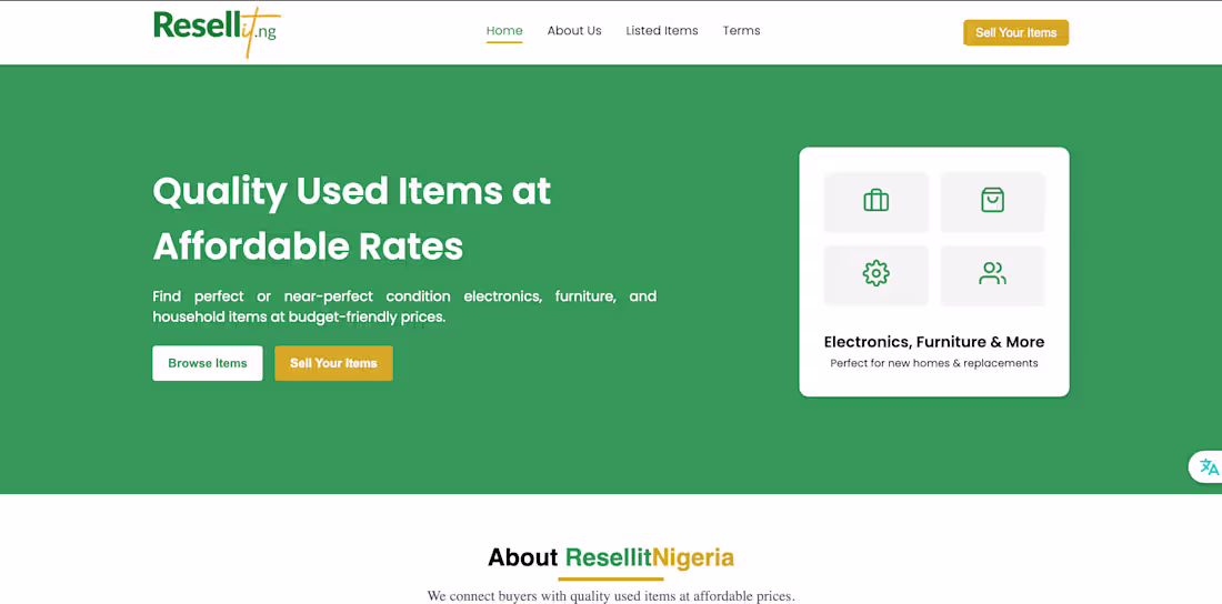 Cover image for Resellit Nigeria (https://resellit.ng/) is an online yard sa...