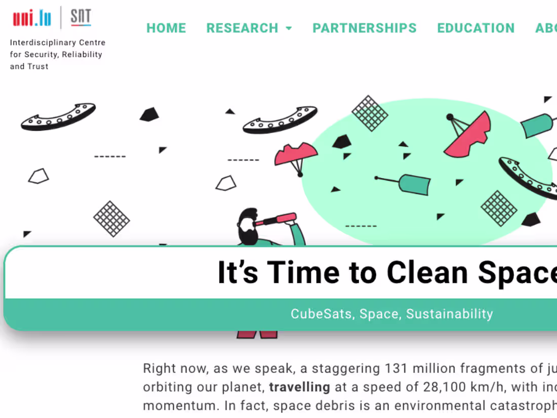 Cover image for It’s Time to Clean Space – Annual Report Website SnT
