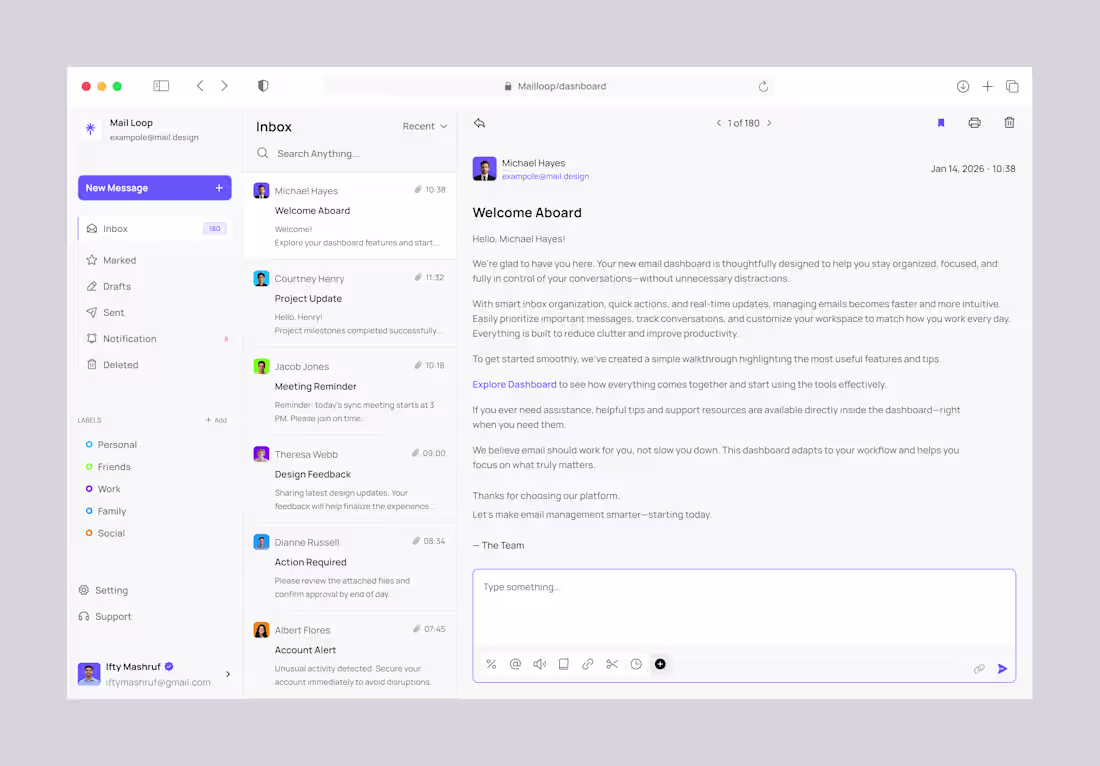 Cover image for Email Management Dashboard Design