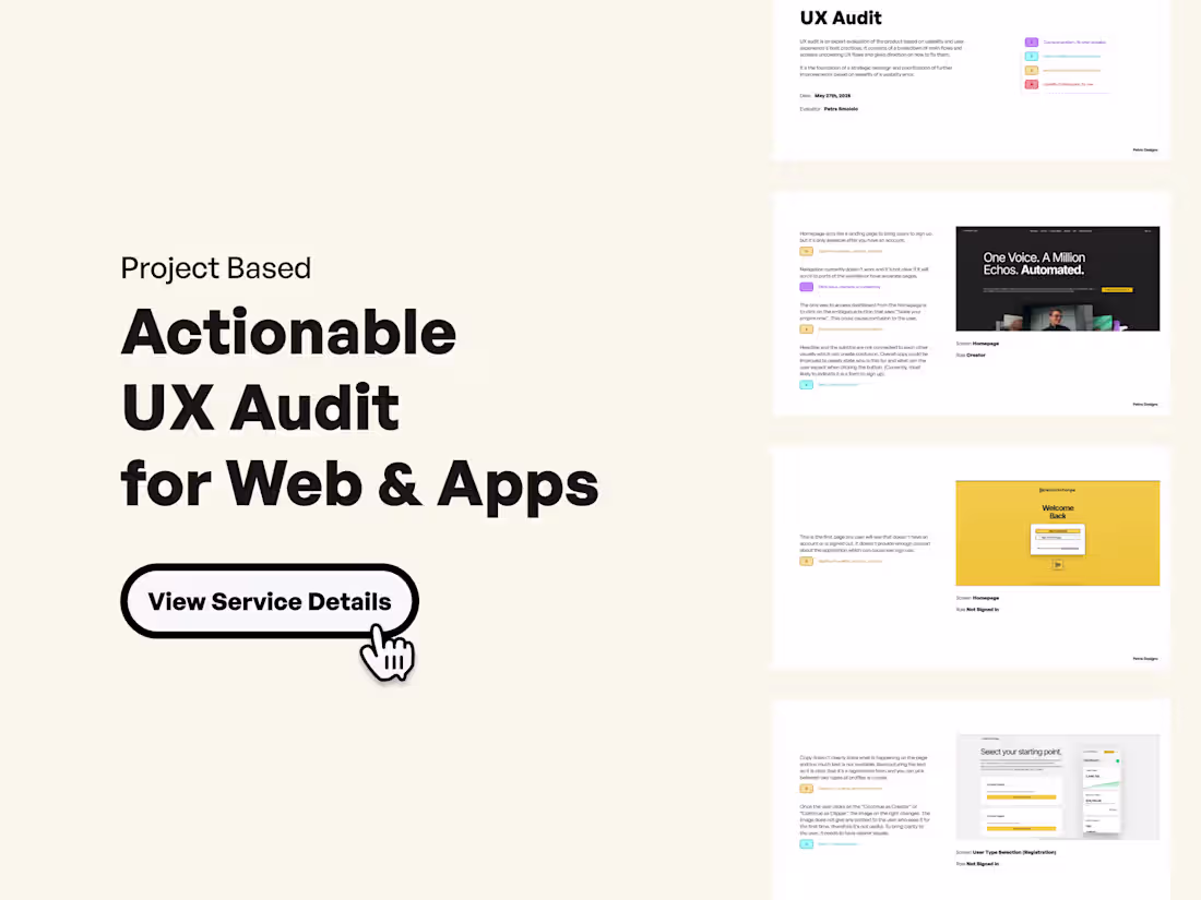 Cover image for Actionable UX Audit  for Web & Apps