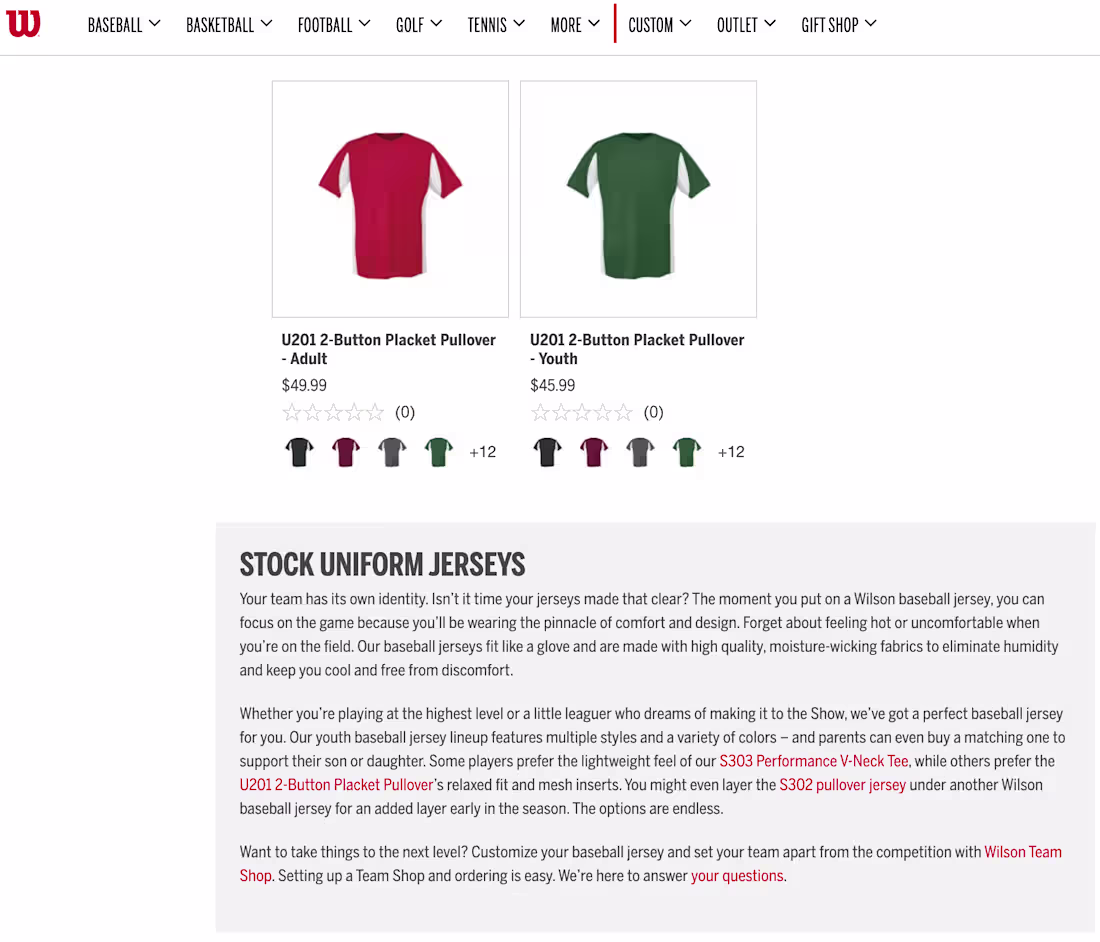 Cover image for Wilson Sporting Goods Category & Product Descriptions