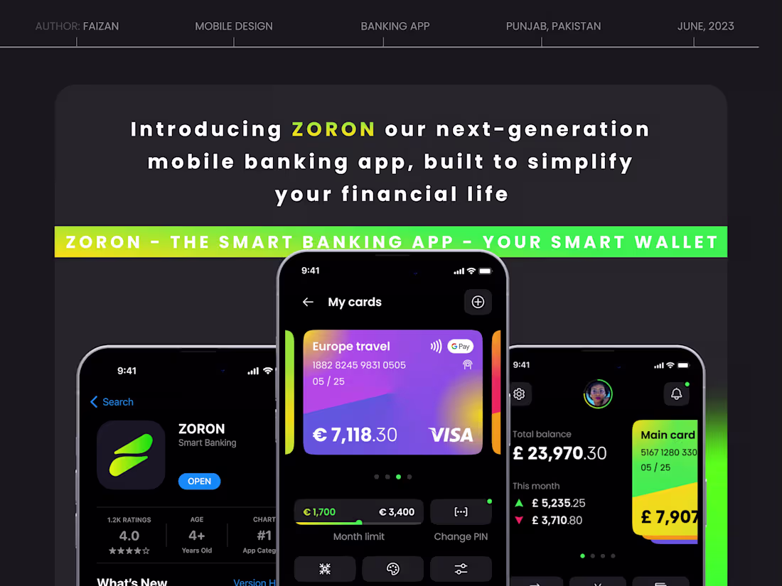 Cover image for Ui Design Of A smart Banking App - Zoron