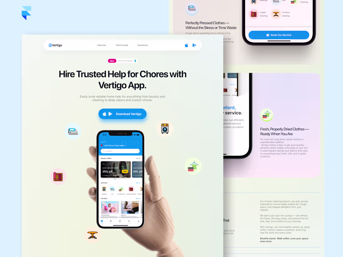 Cover image for Vertigo Responsive Website - {Framer Development}