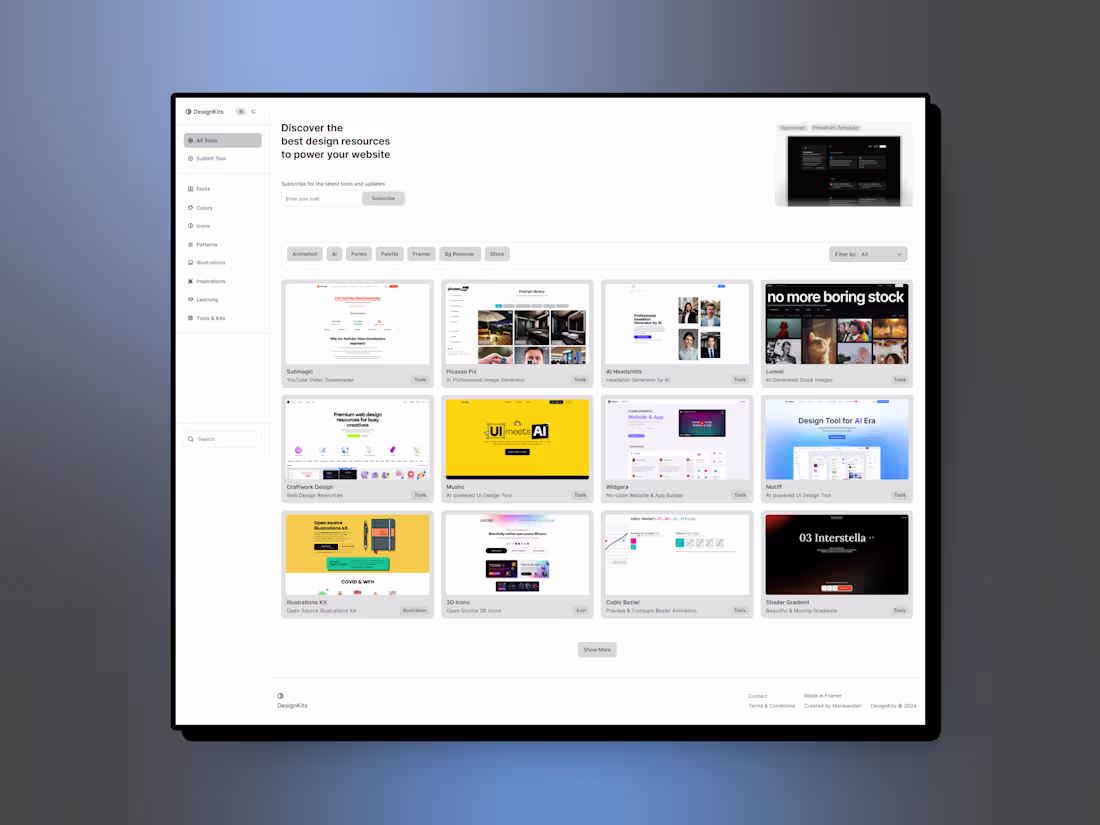 Cover image for DesignKits — Curated collection website built on Framer