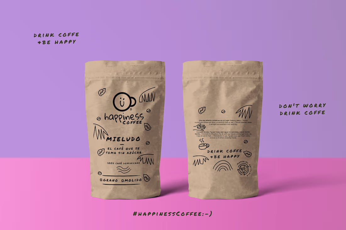 Cover image for happiness coffee logo and packaging on Behance