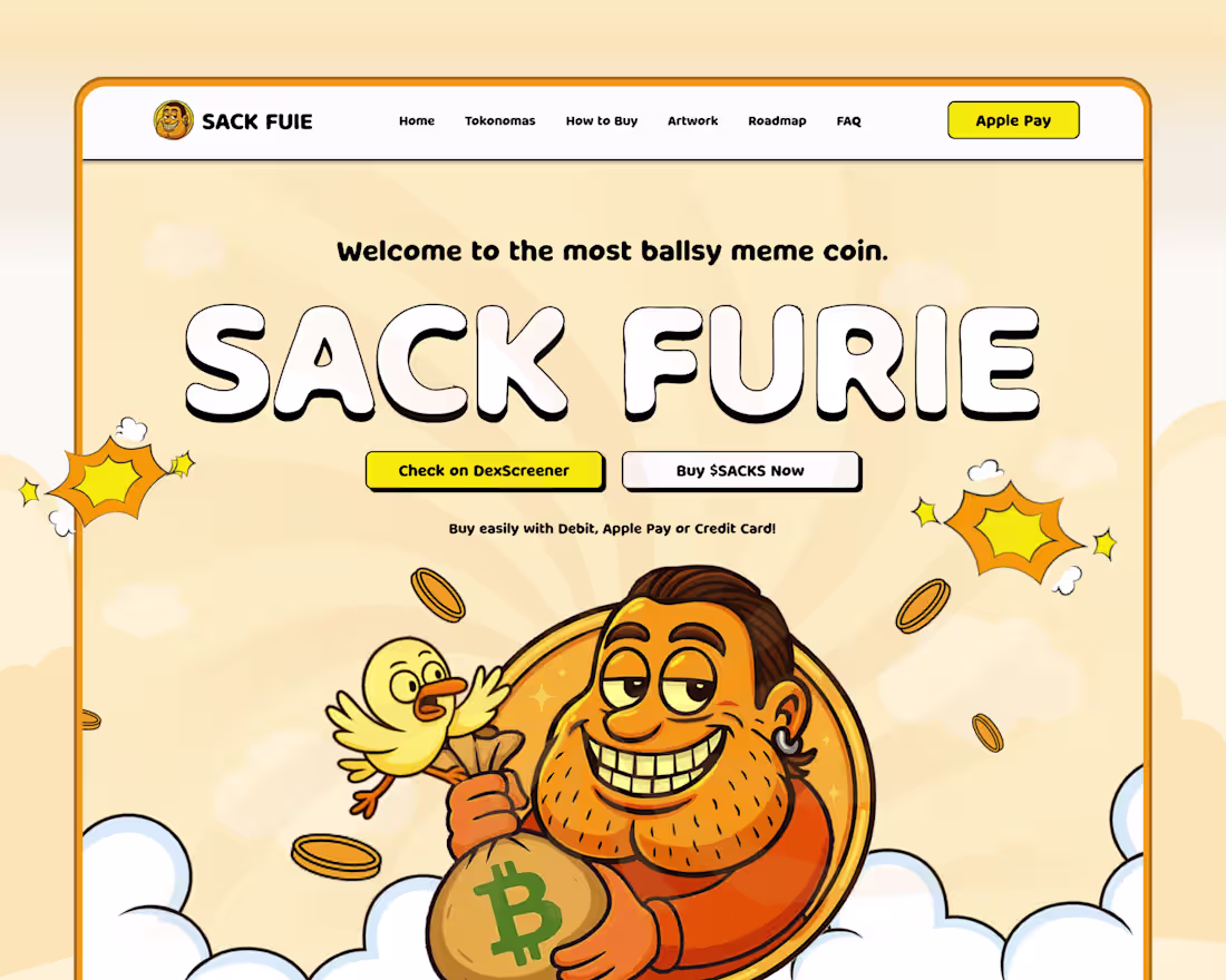 Cover image for SACK-FURIE Crypto Meme Token Landing Page Design