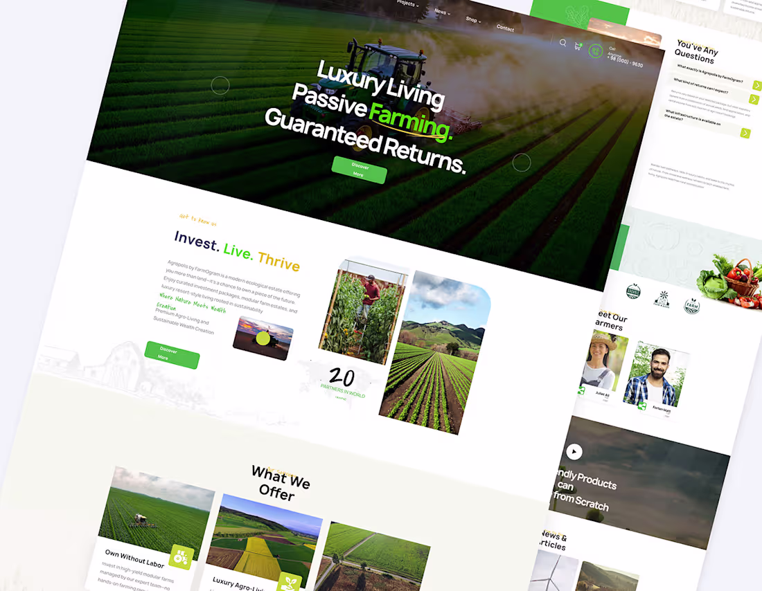 Cover image for Luxury Agro-Living & Investment Landing Page Design