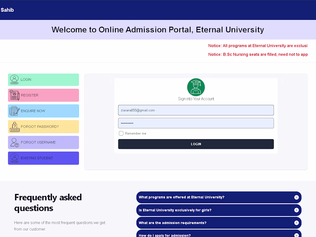 Cover image for University Website