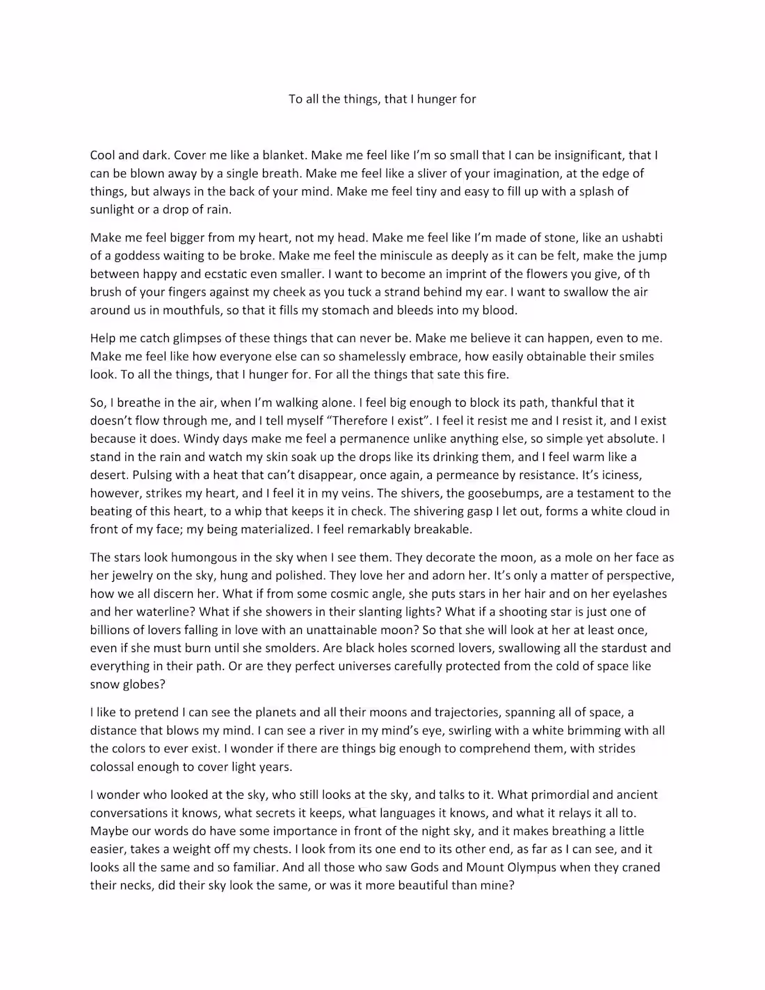 Cover image for To All The Things, I Hunger For