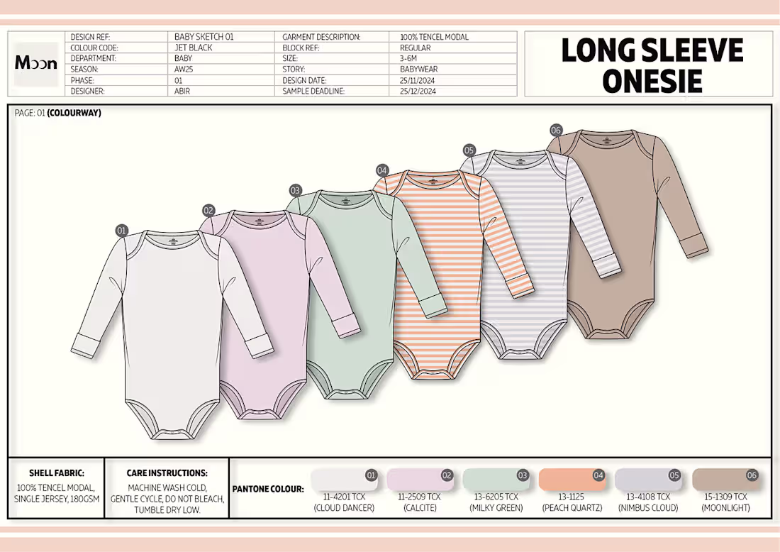Cover image for Baby Long Sleeve Onesie Tech Pack: Behance