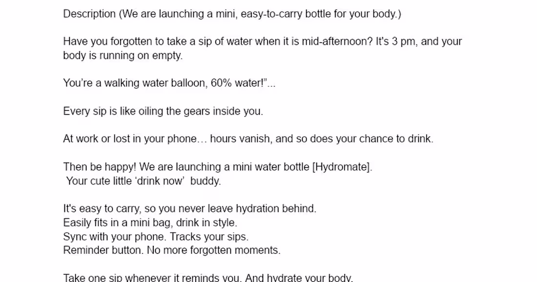 Cover image for Launch of Hydromate Mini Water Bottle