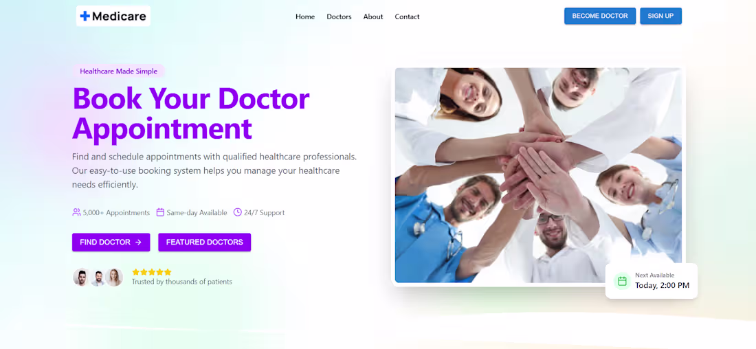 Cover image for Doctor Appointment Booking Website