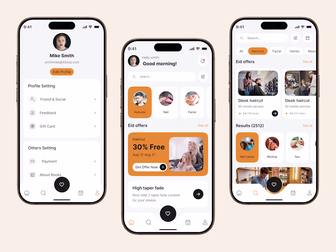 Cover image for Barber & Beauty Salon Booking App UI/UX Design
