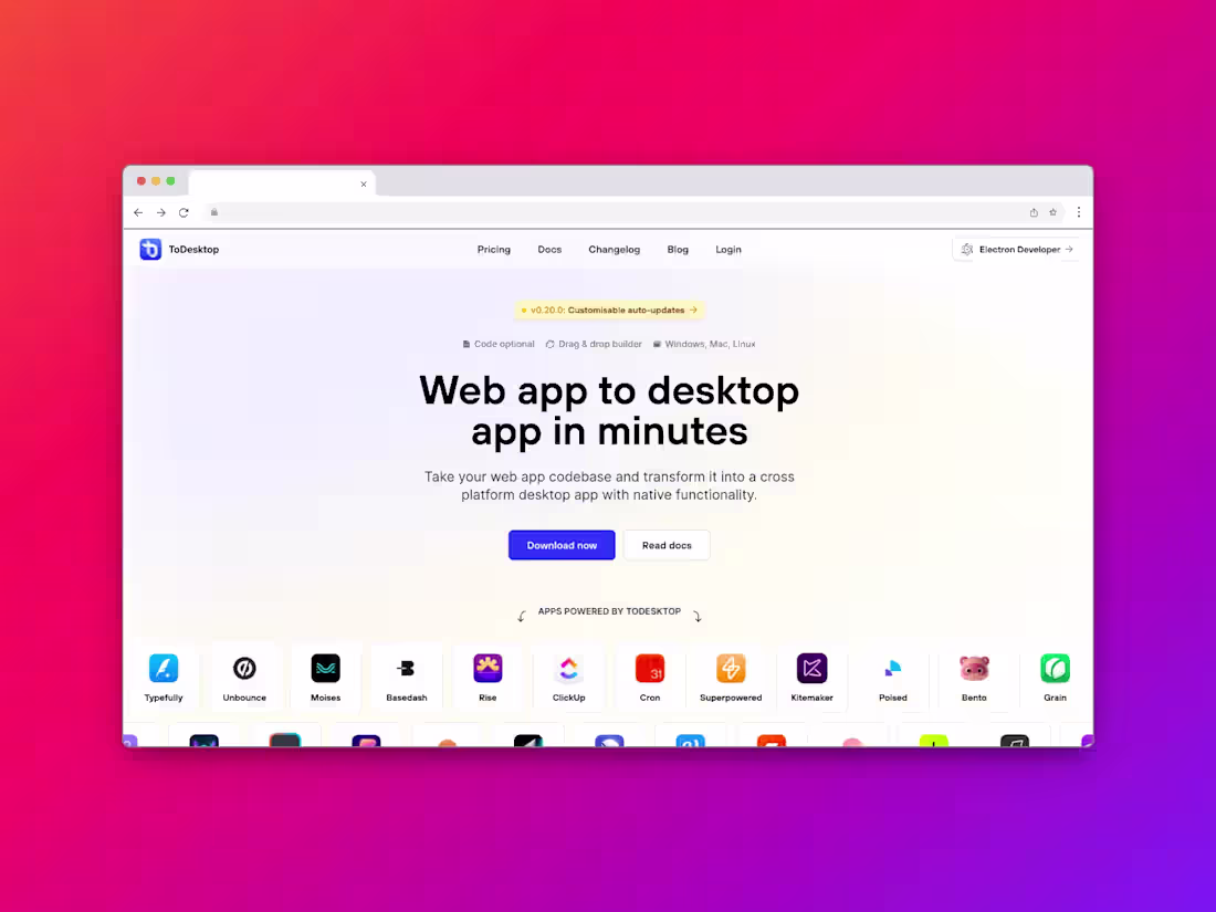 Cover image for ToDesktop - Web app to desktop app in minutes